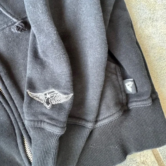 Y2K Famous Stars and Straps Hoodie Small Travis Barker Brand, Embroidered Zip Up